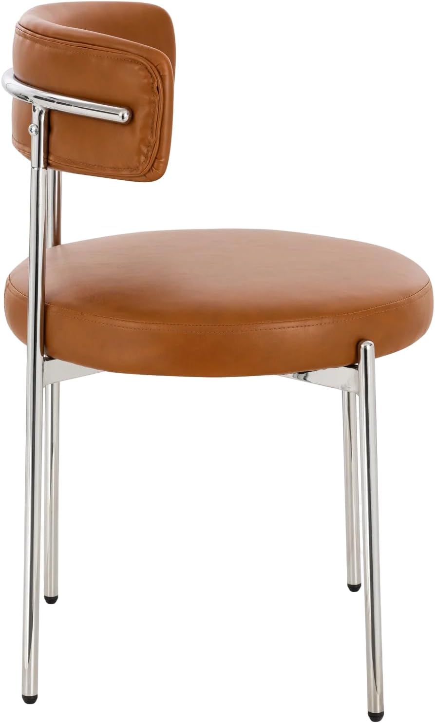 Libera Inesse Tan PU Leather Dining Chair - Silver