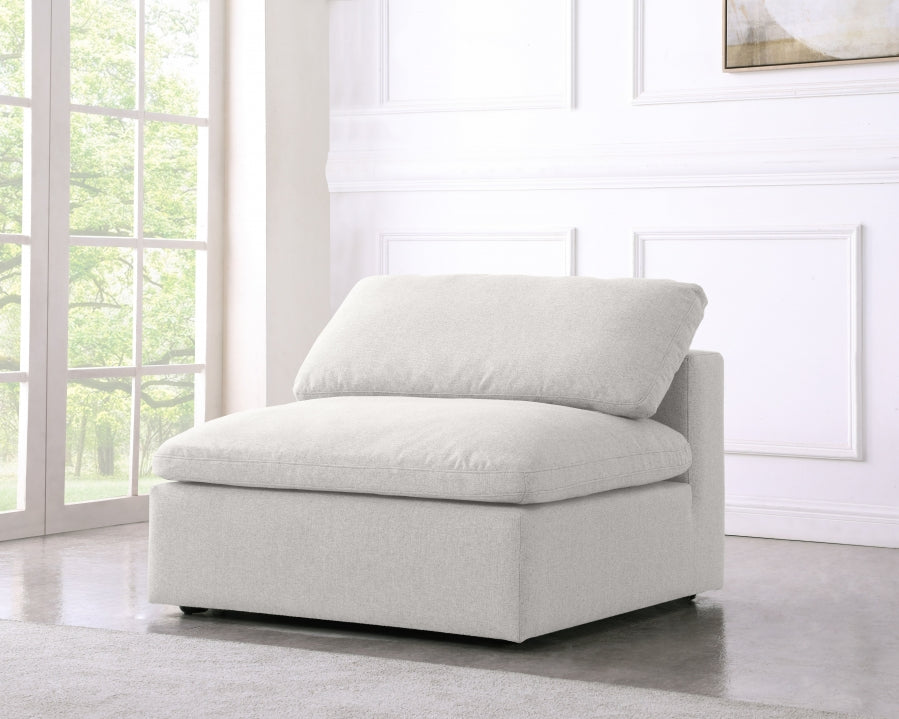 Serene Linen Textured Fabric Upholstered Deluxe Comfort Modular Armless Chair