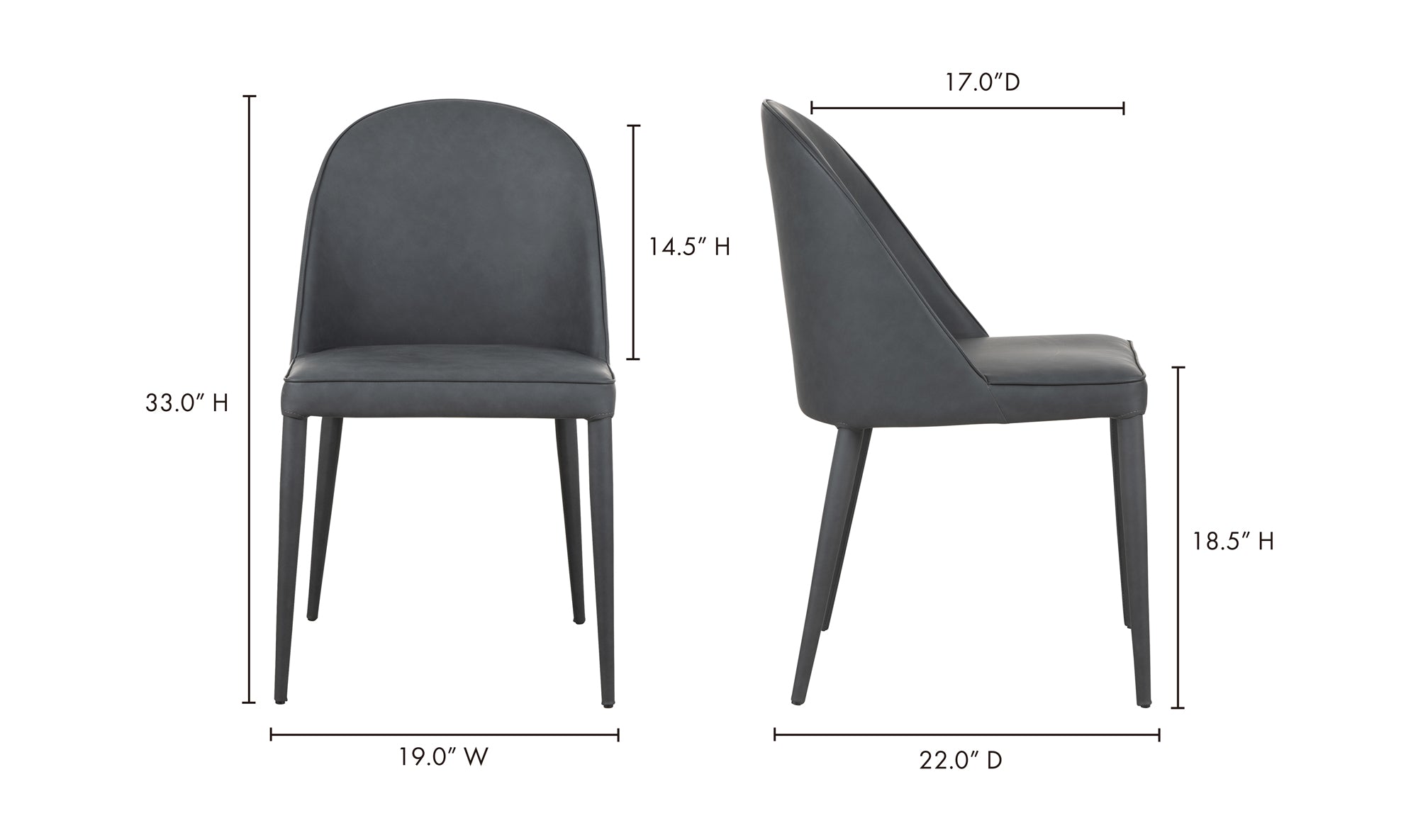 Burton Dining Chair Black Fade Vegan Leather Set of 2