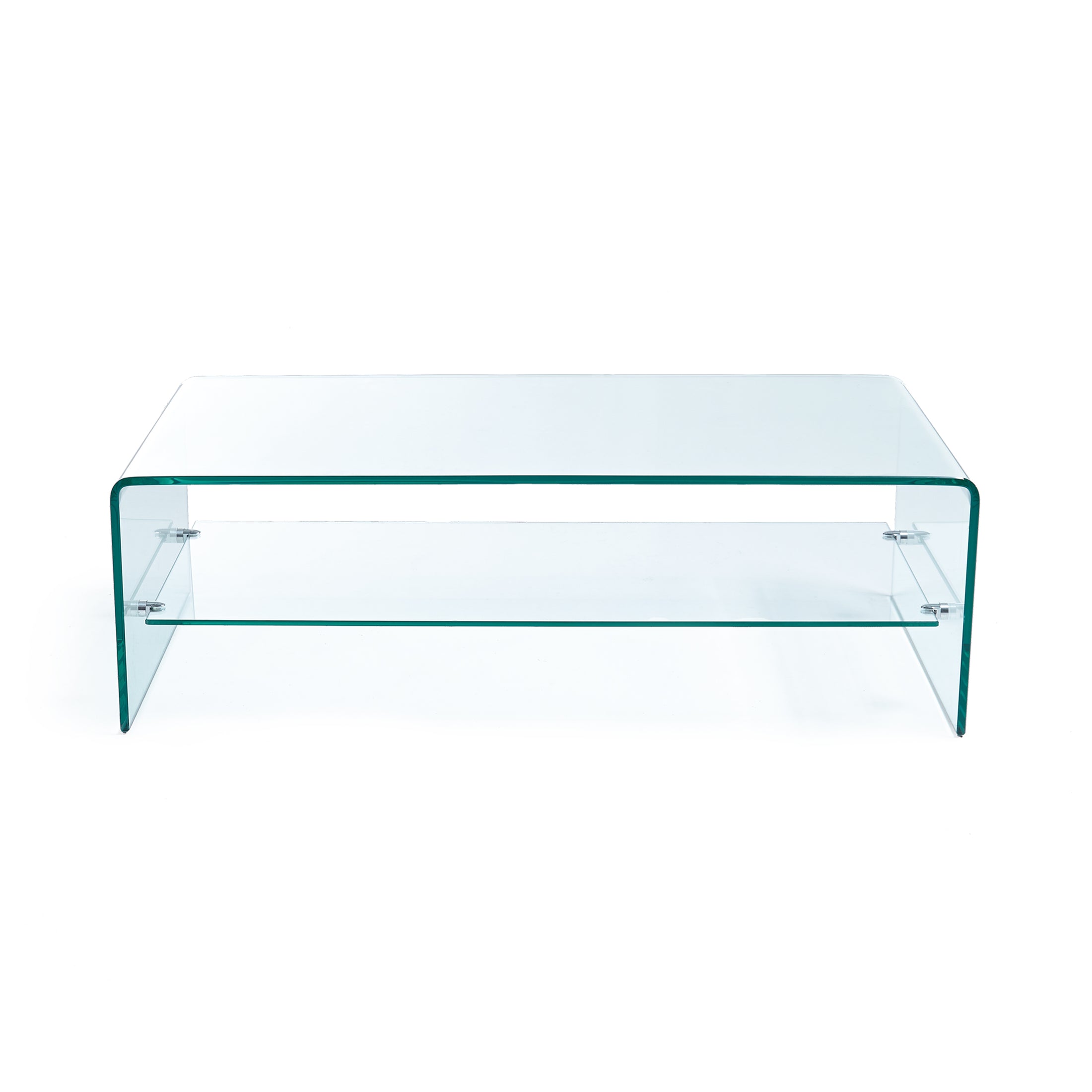 Table basse cascade avec étagère supérieure en verre