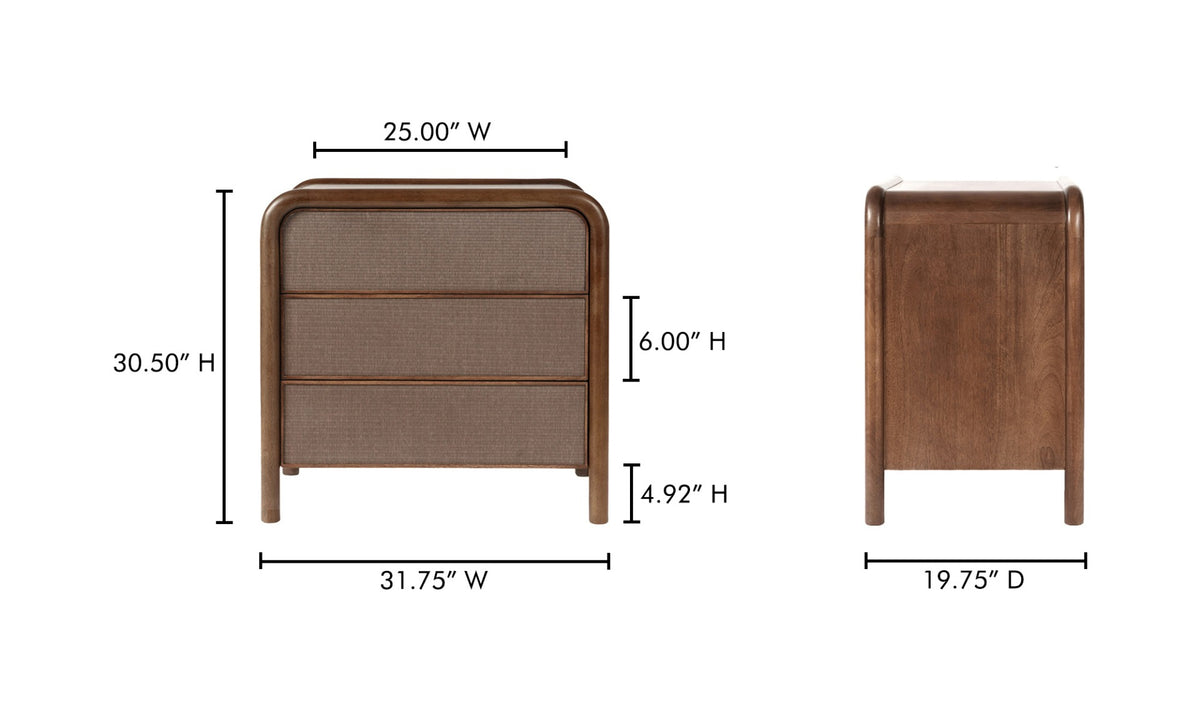 Rye 3 Drawer Nightstand