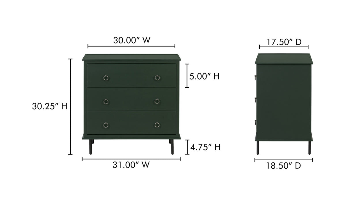 Reagan 3 Drawer Nightstand