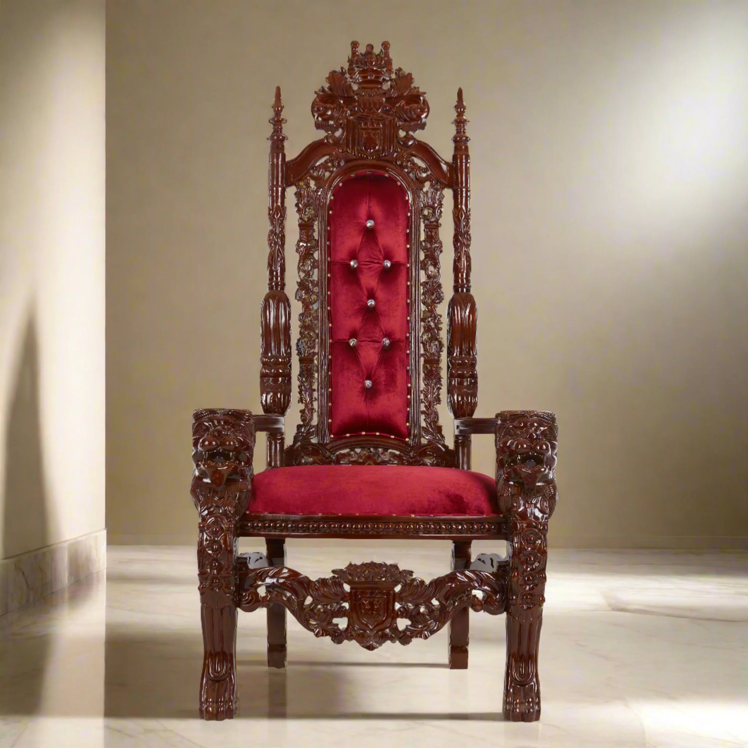 King David Lion Throne Chair - Velvet