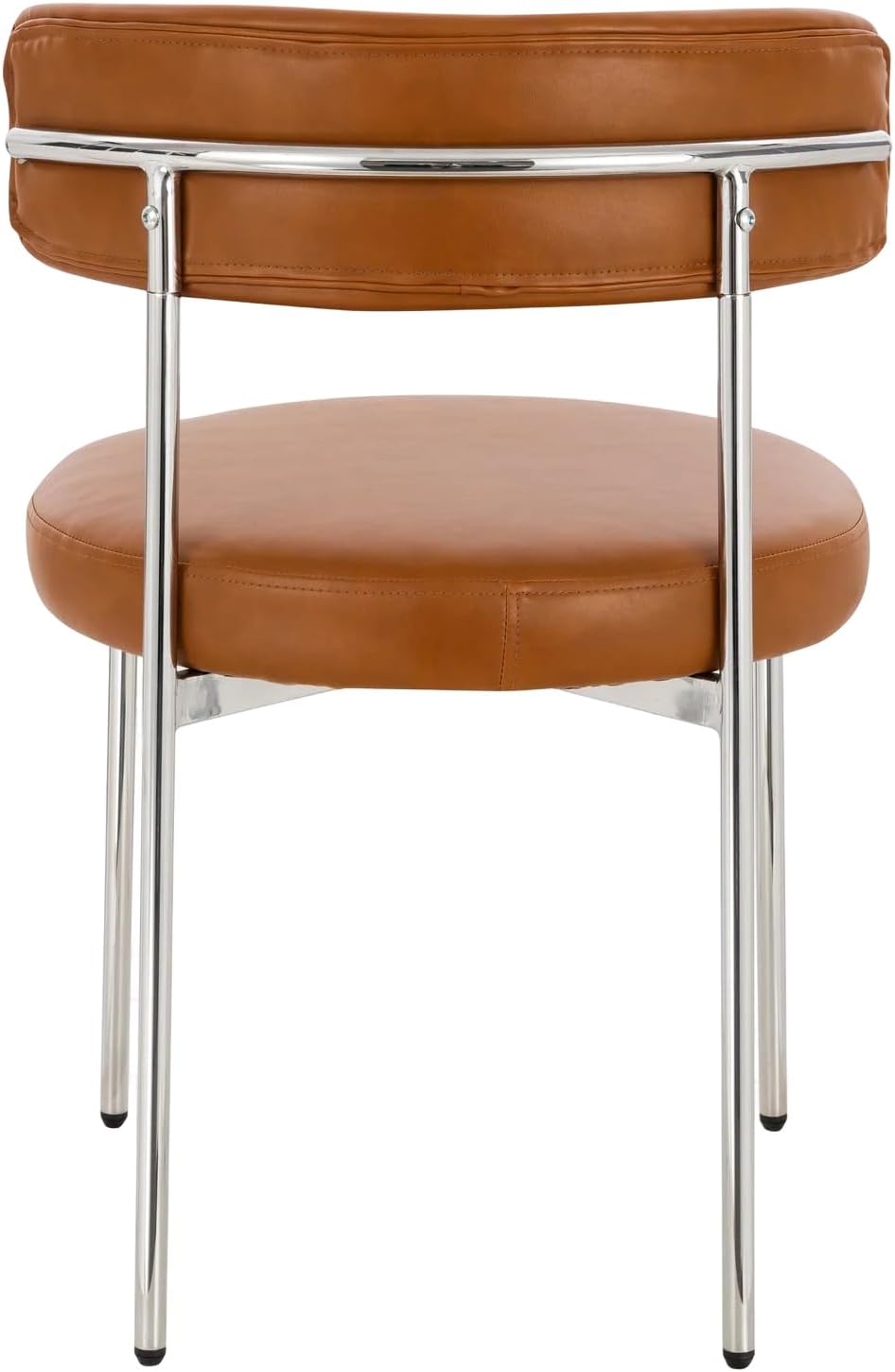 Libera Inesse Tan PU Leather Dining Chair - Silver