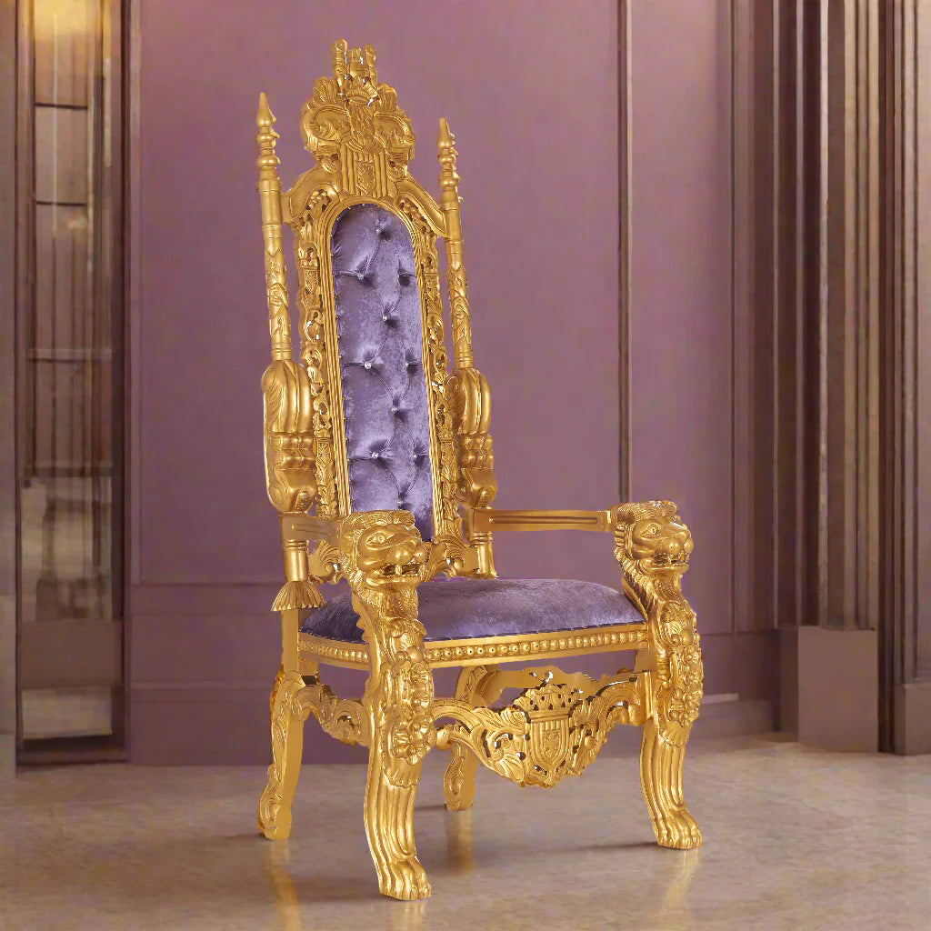 King David Lion Throne Chair - Velvet