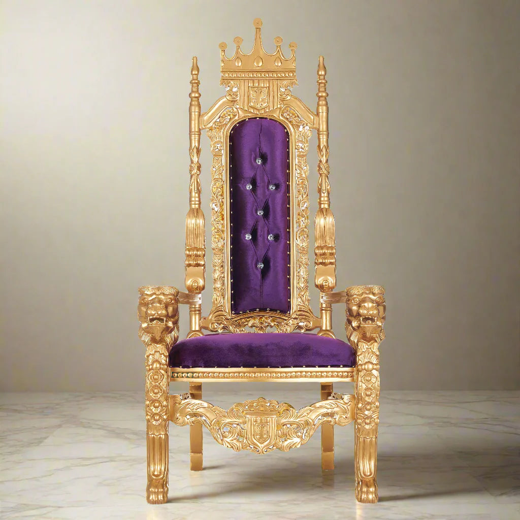 King David Crown Throne Chair - Velvet