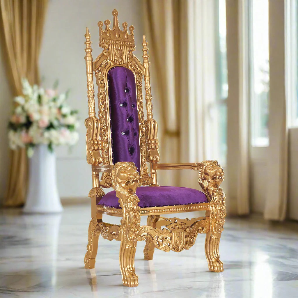 King David Crown Throne Chair - Velvet