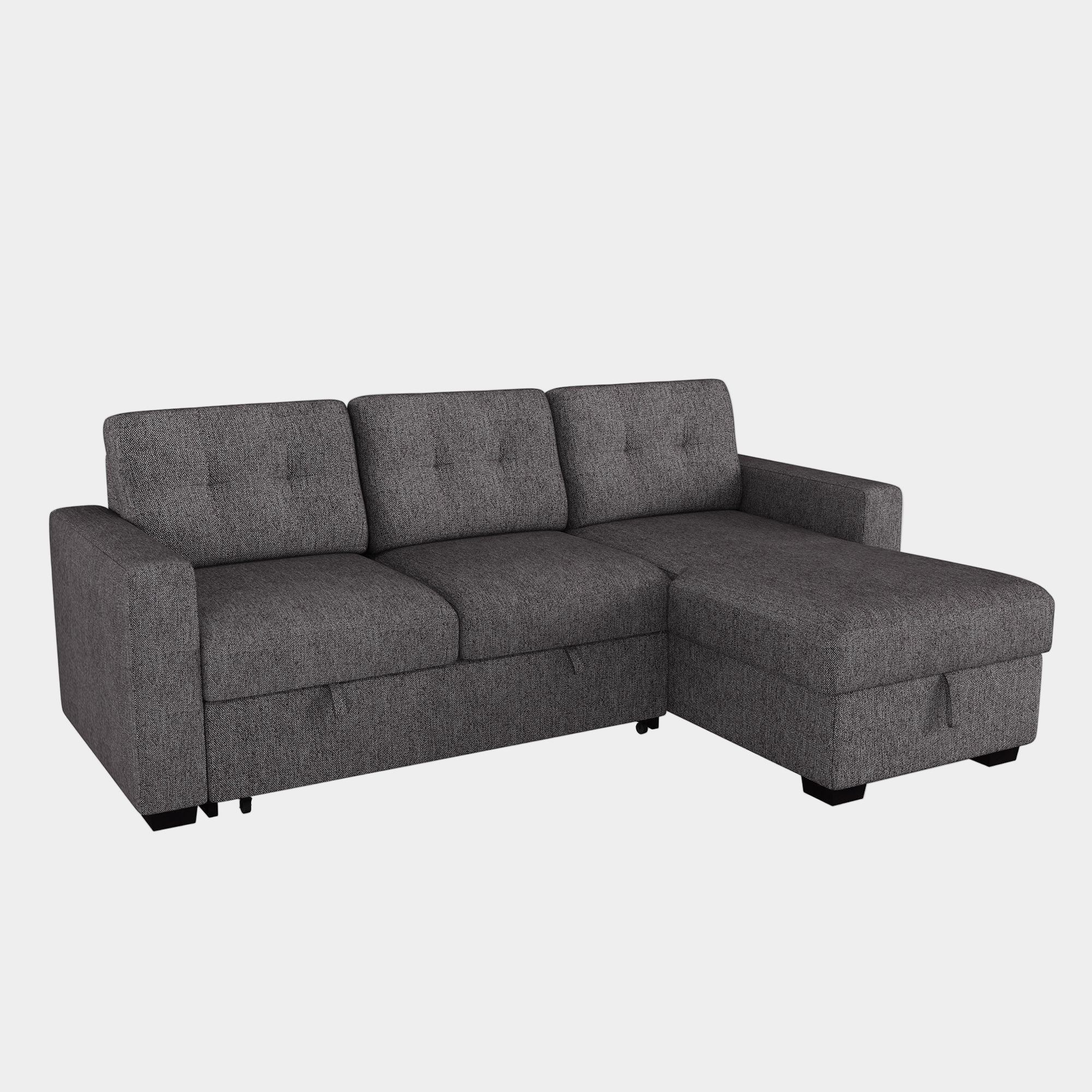 Tyson 93" Sectional Sofa w/Bed & Storage in Charcoal