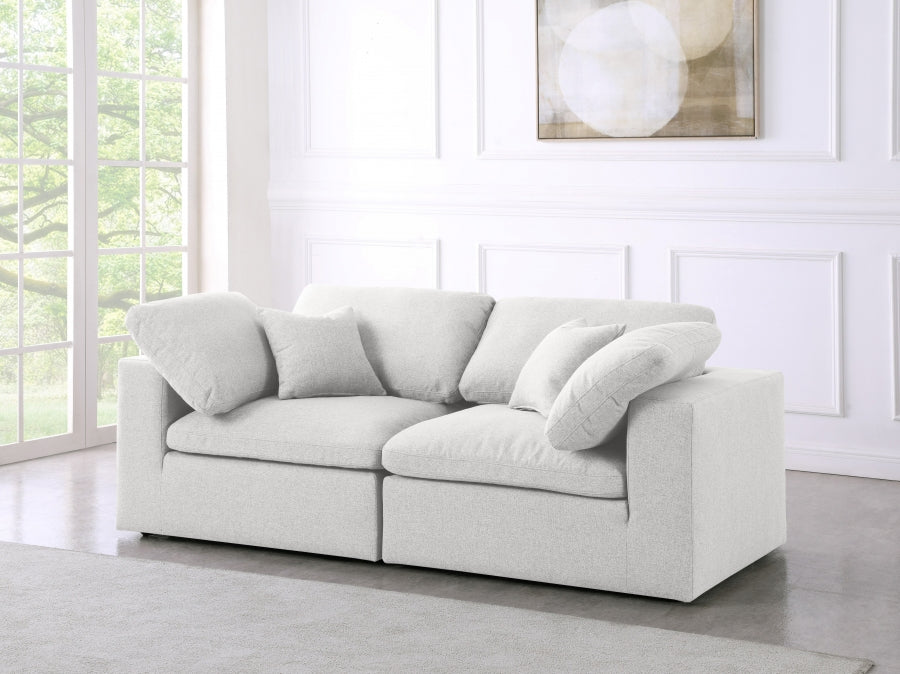 Serene Linen Textured Fabric Deluxe Comfort Modular Sofa