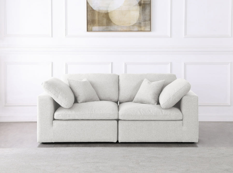 Serene Linen Textured Fabric Deluxe Comfort Modular Sofa