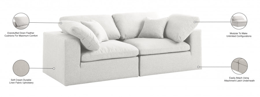 Serene Linen Textured Fabric Deluxe Comfort Modular Sofa