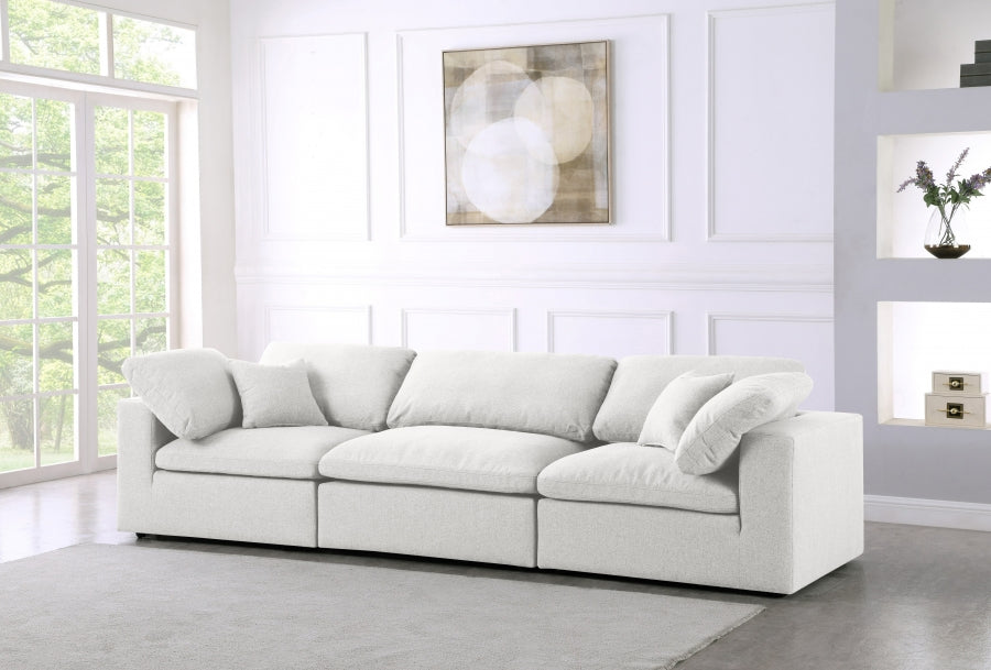 Serene Linen Textured Fabric Deluxe Comfort Modular Sofa