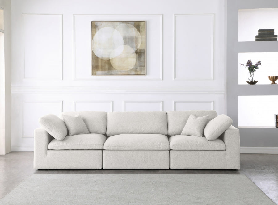 Serene Linen Textured Fabric Deluxe Comfort Modular Sofa