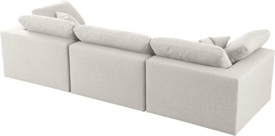 Serene Linen Textured Fabric Deluxe Comfort Modular Sofa