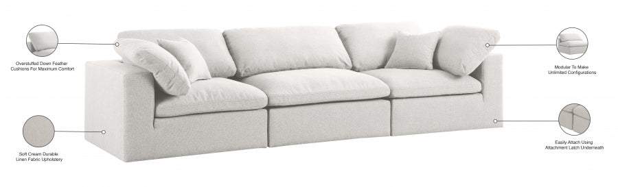 Serene Linen Textured Fabric Deluxe Comfort Modular Sofa