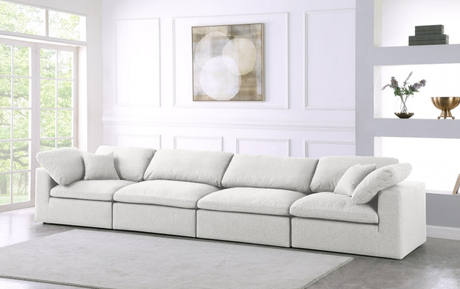 Serene Linen Textured Fabric Deluxe Comfort Modular Sofa