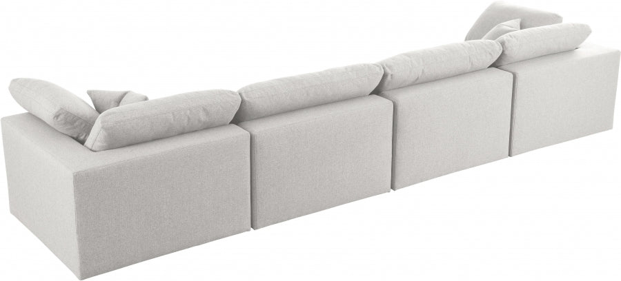 Serene Linen Textured Fabric Deluxe Comfort Modular Sofa