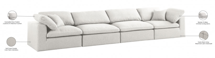 Serene Linen Textured Fabric Deluxe Comfort Modular Sofa