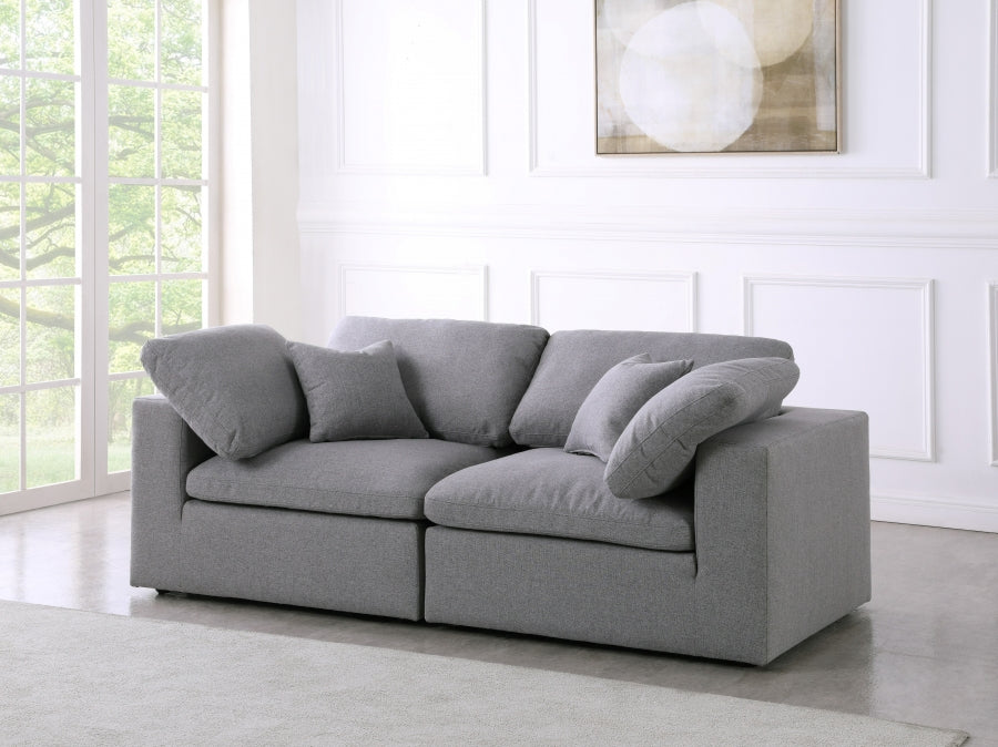 Serene Linen Textured Fabric Deluxe Comfort Modular Sofa