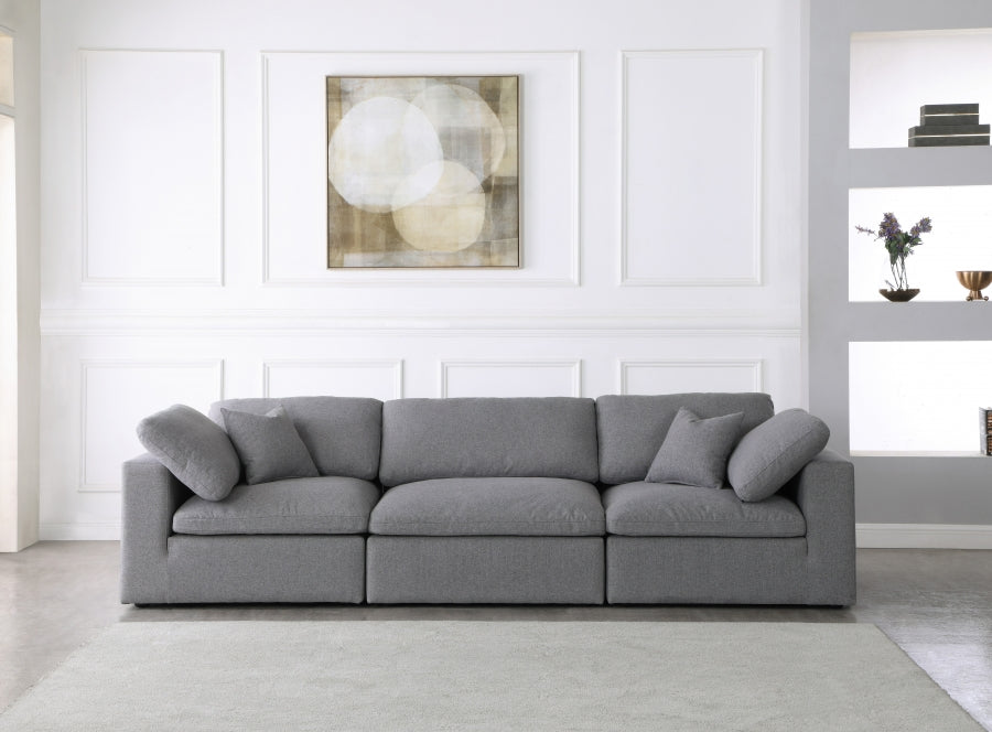 Serene Linen Textured Fabric Deluxe Comfort Modular Sofa