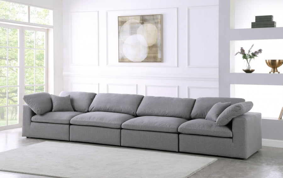 Serene Linen Textured Fabric Deluxe Comfort Modular Sofa