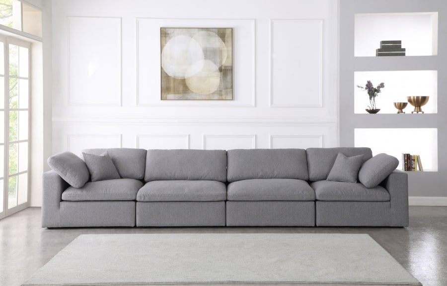 Serene Linen Textured Fabric Deluxe Comfort Modular Sofa