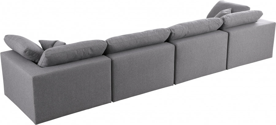 Serene Linen Textured Fabric Deluxe Comfort Modular Sofa