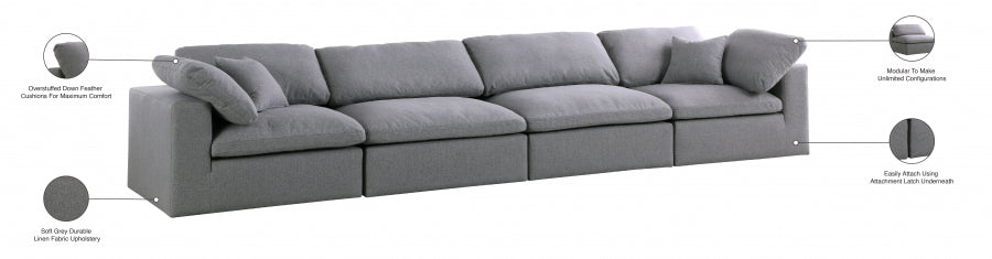 Serene Linen Textured Fabric Deluxe Comfort Modular Sofa