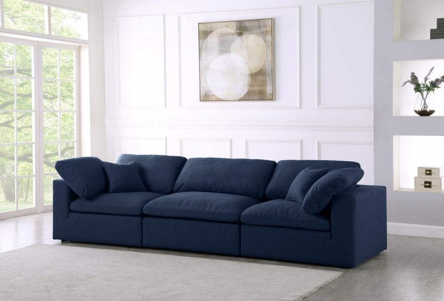 Serene Linen Textured Fabric Deluxe Comfort Modular Sofa