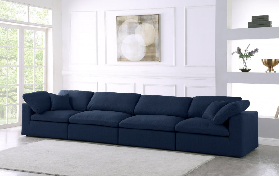 Serene Linen Textured Fabric Deluxe Comfort Modular Sofa