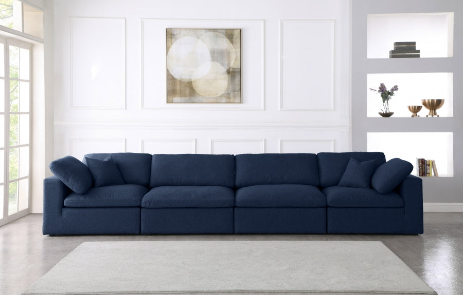 Serene Linen Textured Fabric Deluxe Comfort Modular Sofa