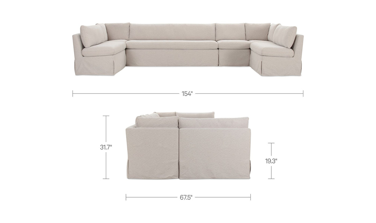 Fable Slipcover Dining Banquette U-Shape 154