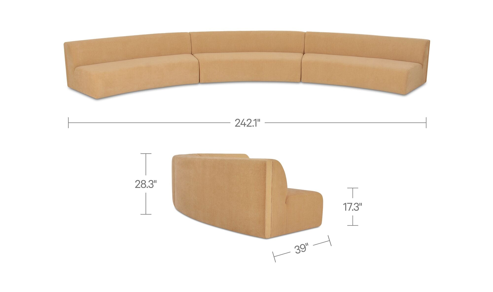 Naomi 3 Piece Concave Modular Sectional