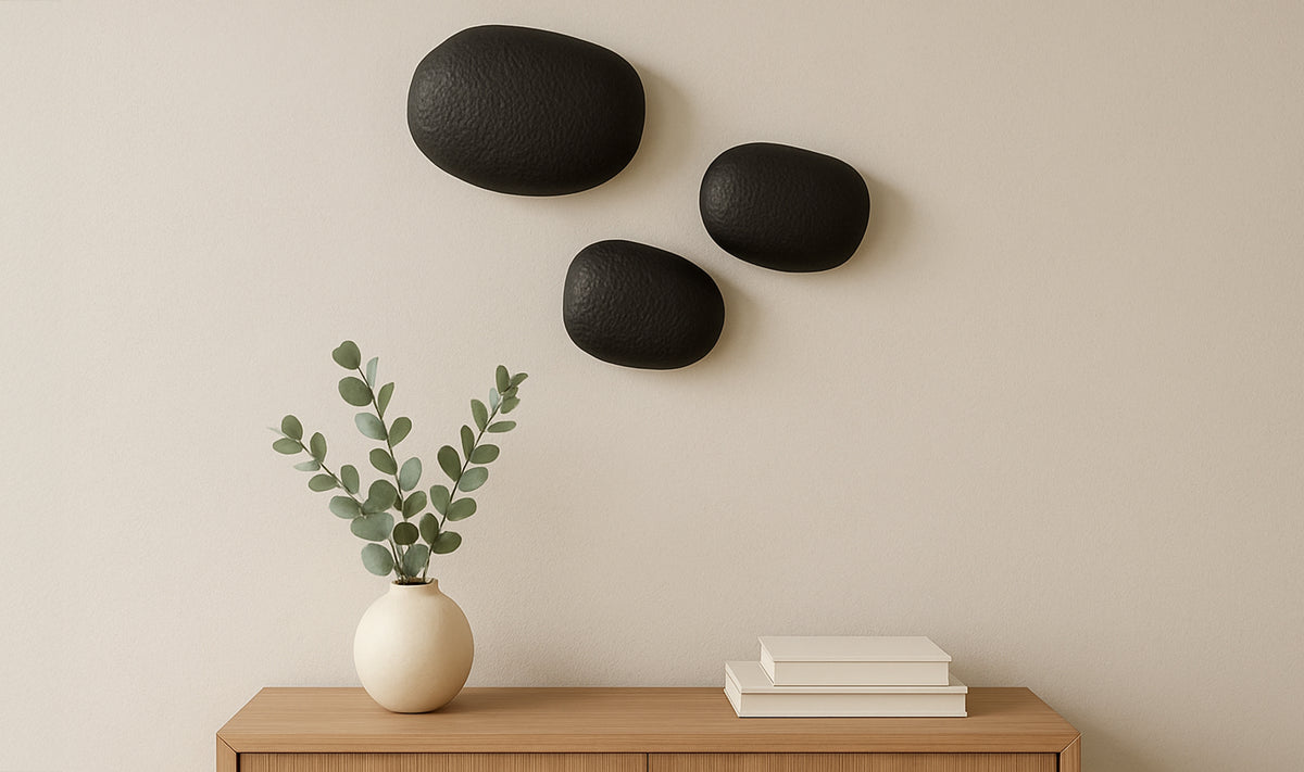 Breton Cast Aluminum Wall Sculpture Black-Set of 3