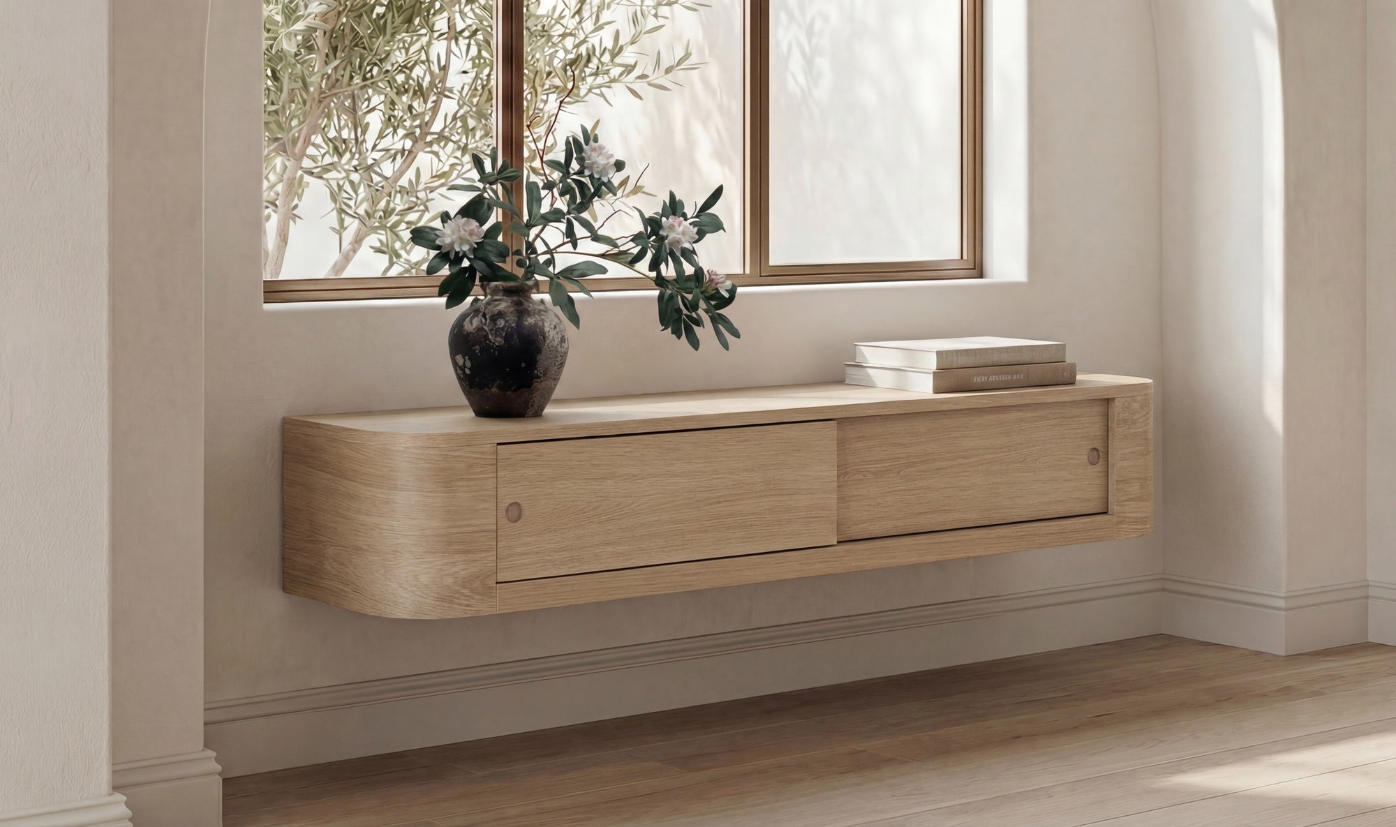 Round Off Floating Console Table