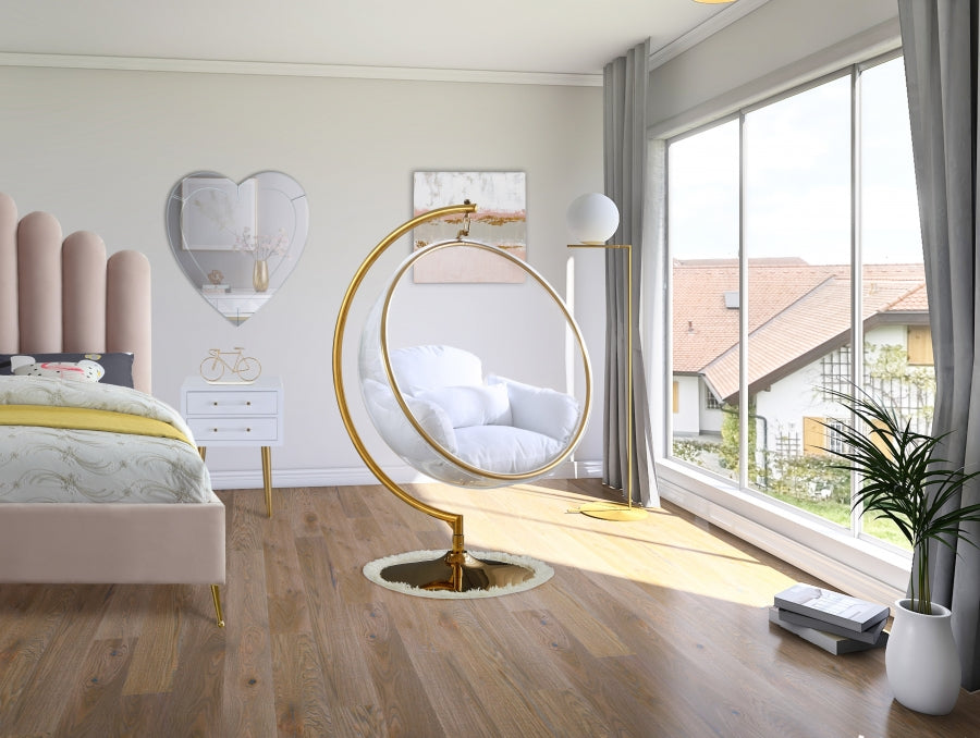 Luna Acrylic And Fabric Upholstered Swing Bubble Accent Chair
