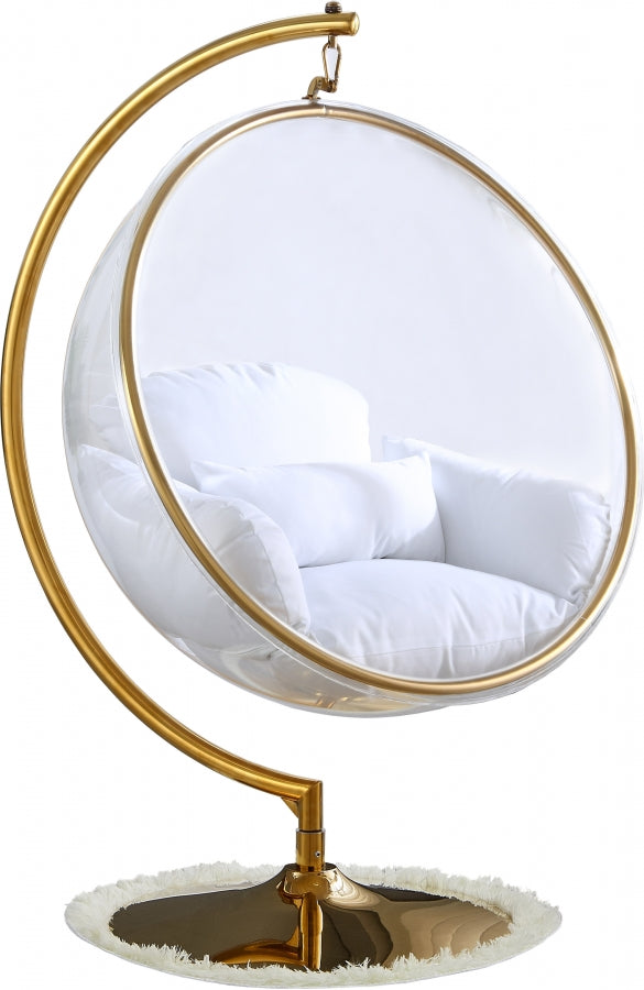 Luna Acrylic And Fabric Upholstered Swing Bubble Accent Chair