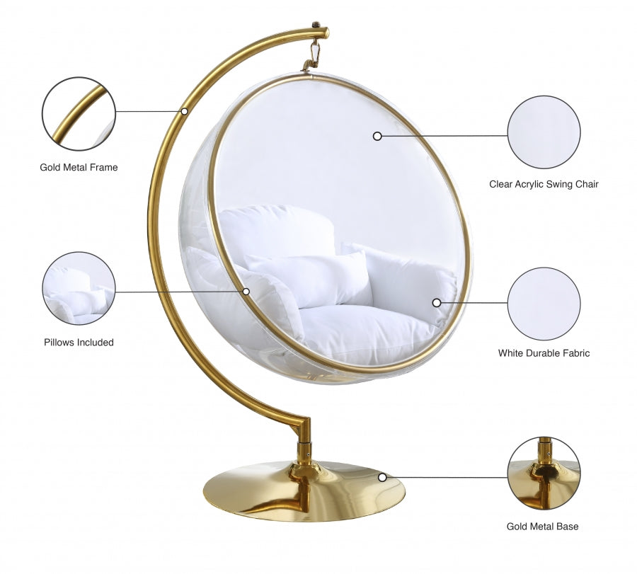 Luna Acrylic And Fabric Upholstered Swing Bubble Accent Chair