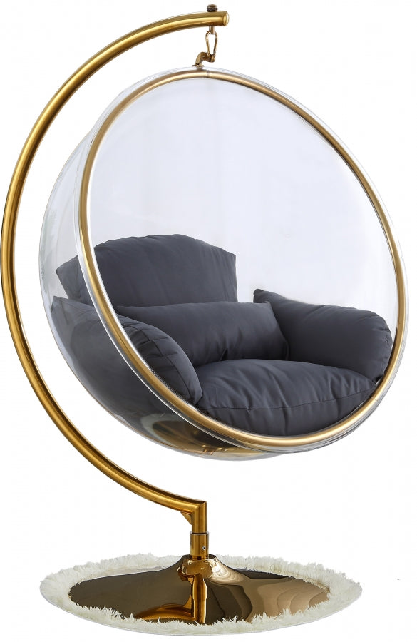 Luna Acrylic And Fabric Upholstered Swing Bubble Accent Chair