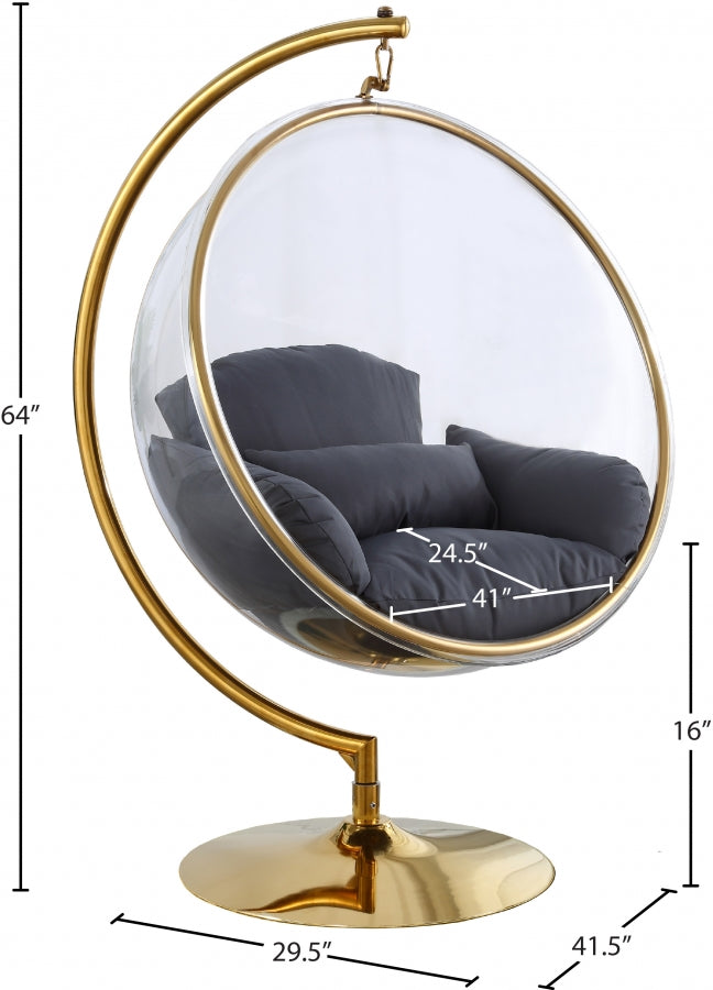 Luna Acrylic And Fabric Upholstered Swing Bubble Accent Chair