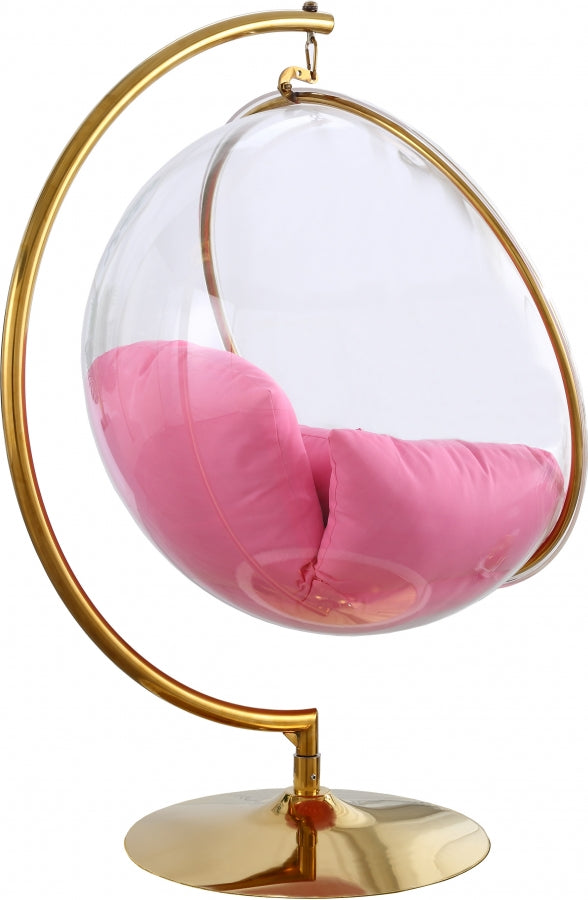 Luna Acrylic And Fabric Upholstered Swing Bubble Accent Chair