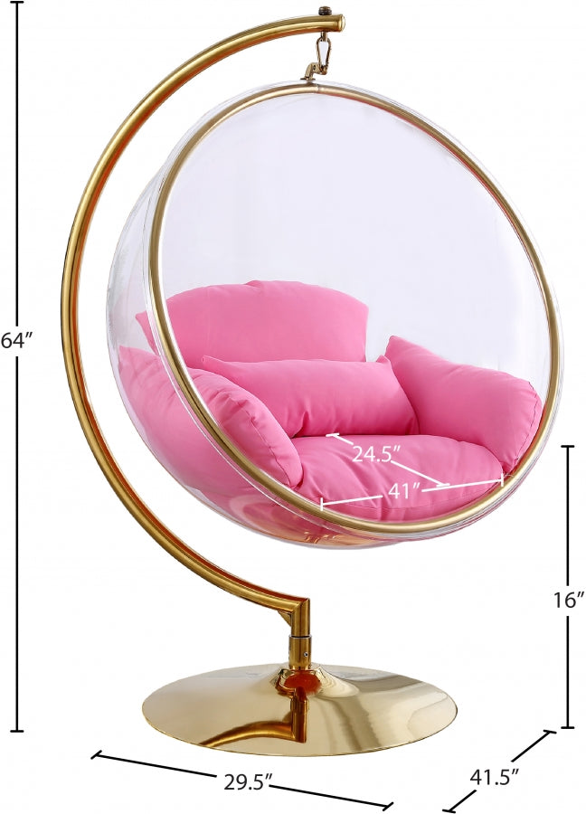 Luna Acrylic And Fabric Upholstered Swing Bubble Accent Chair