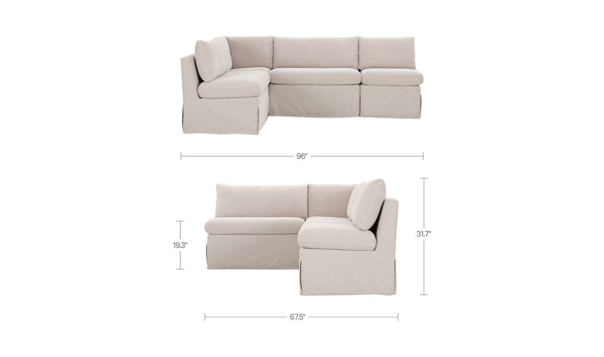 Fable Slipcover Dining Banquette L-Shape 96.0