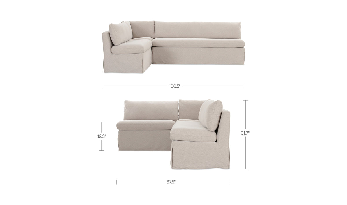 Fable Slipcover Dining Banquette  L-Shape 100.5 in