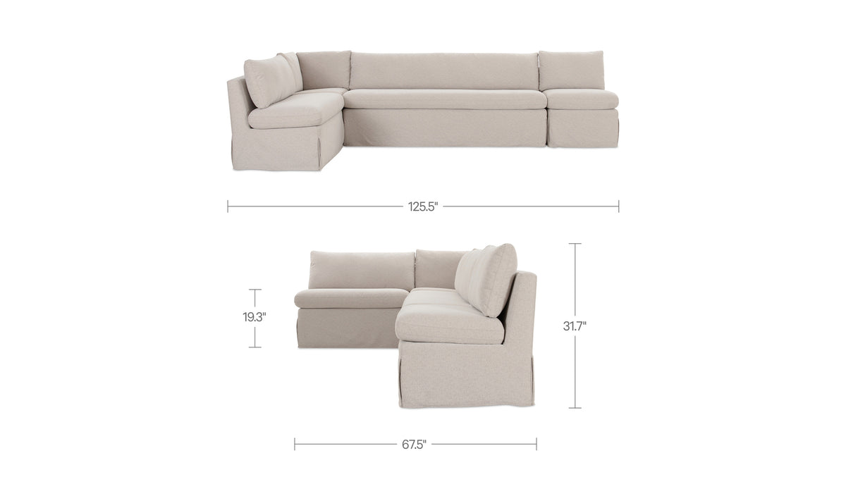 Fable Slipcover Dining Banquette L-Shape 125.5