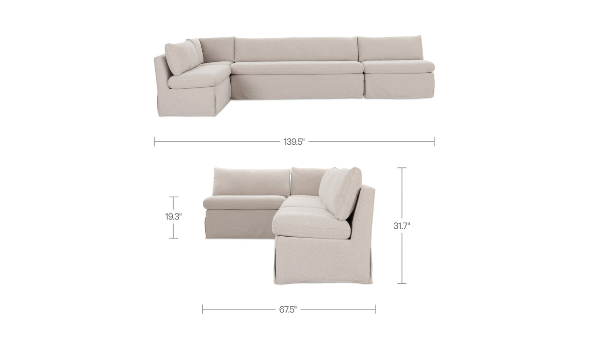 Fable Slipcover Dining Banquette L-Shape 139.5