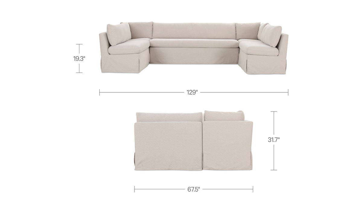 Fable Slipcover Dining Banquette U-Shape 129
