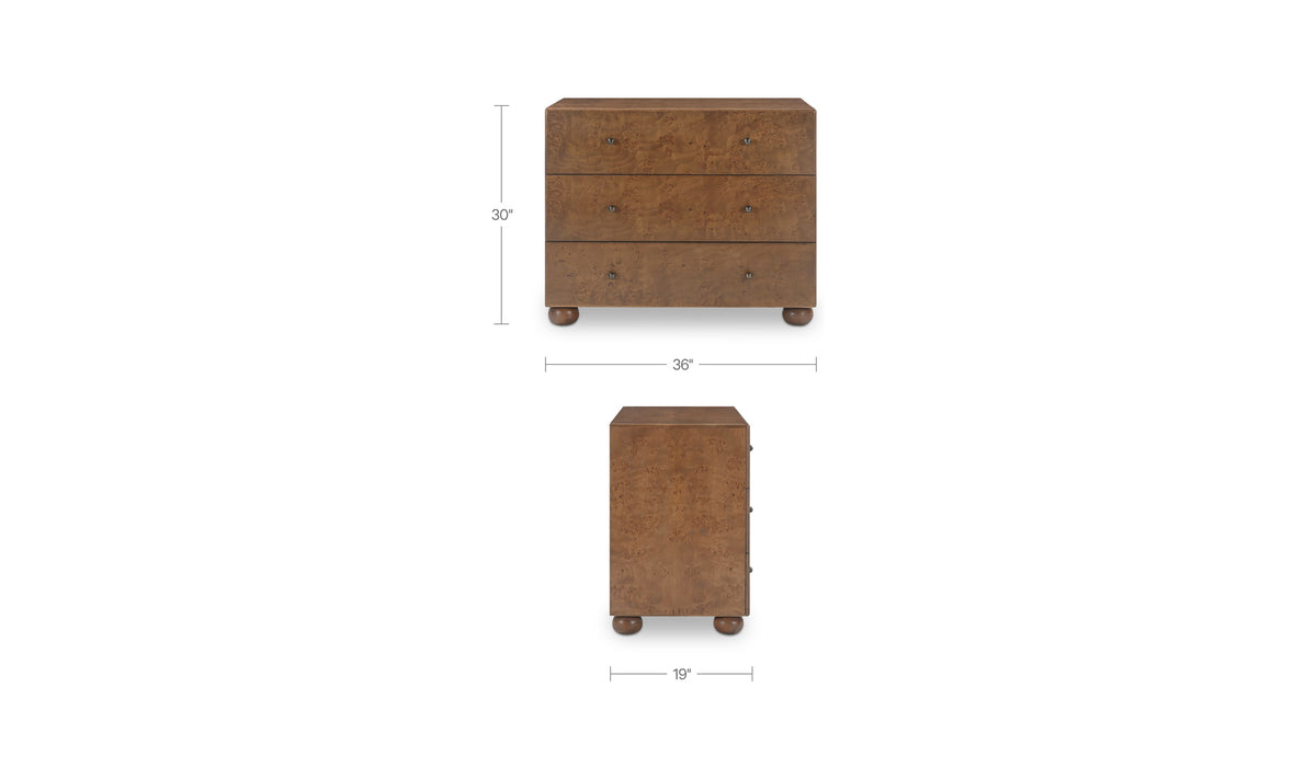 York 3 Drawer Nightstand