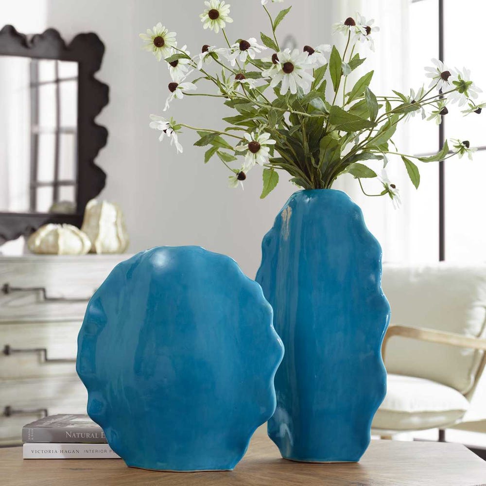 Ruffled Feathers Outdoor Vases, S/2