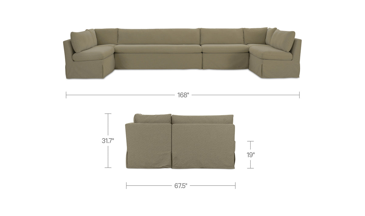 Fable Slipcover Dining Banquette U-Shape 168